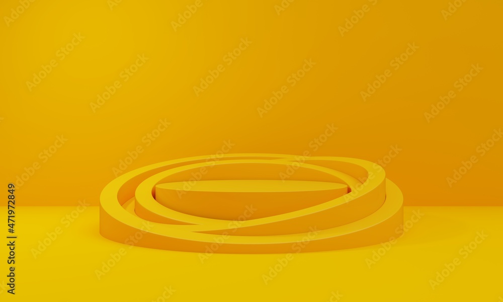 Obraz premium Empty Yellow 3d podium for product display showcase. Best for product presentation. Minimalistic 3d Render