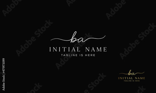 BA AB Signature initial logo template vector