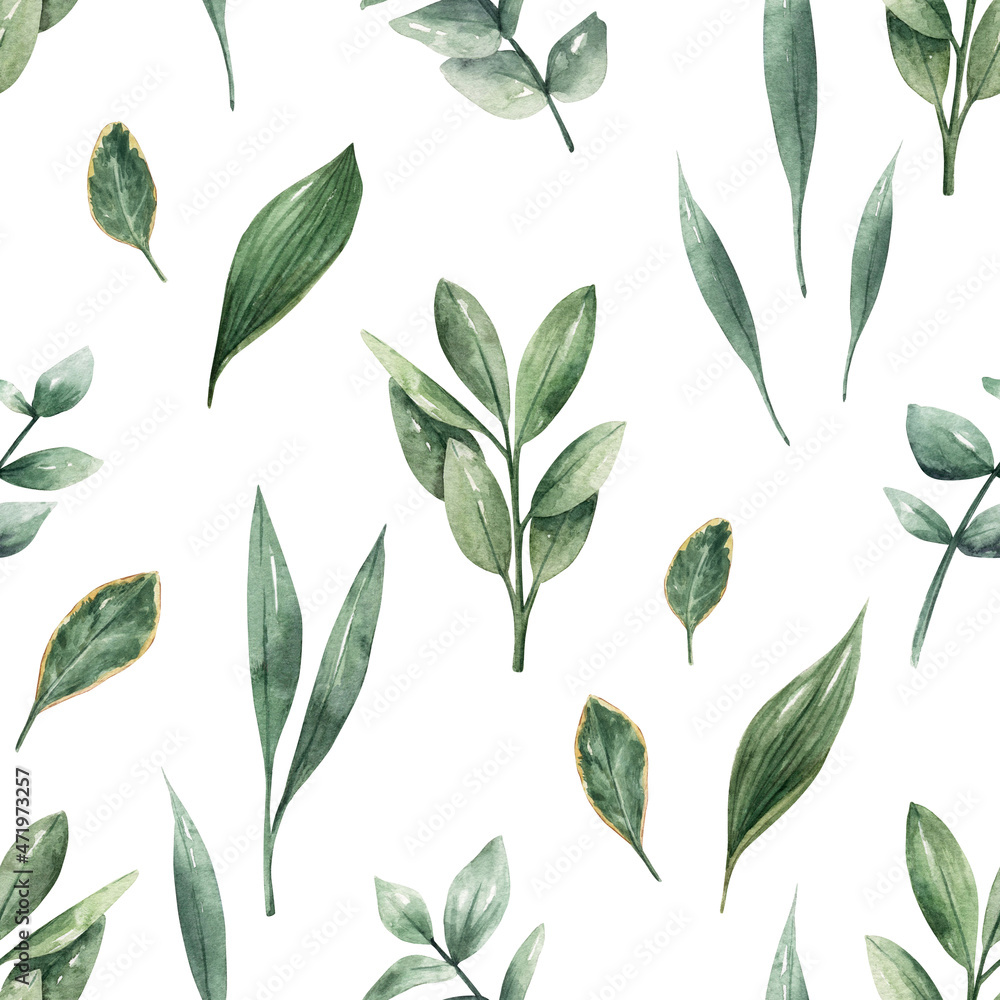 Pattern with eucalyptus watercolor Pattern with eucalyptus watercolor