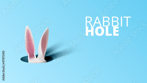 White Rabbit Ears Stick Out From The Hole