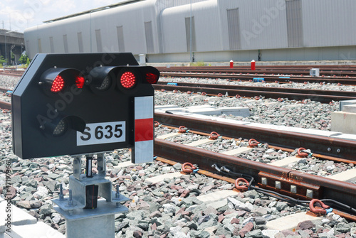 Railway traffic signalling light system display.	