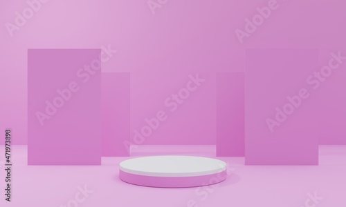 Empty Pink 3d podium for cosmetic product display showcase. Best for cosmetic product presentation. Minimalistic 3d Render