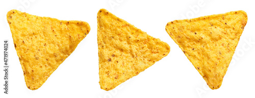 Foto Nachos chips set, isolated on white background
