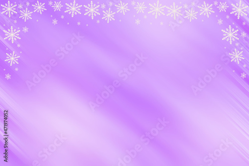 Winter iolet purple saturated bright gradient background with diagonal slanted waves and white snowflakes on the top and sides.  The card for congratulation  invitation  party  message for Christmas.