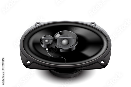 Vector illustration of a realistic car speaker on a lain backgrounds