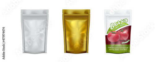 Realistic Blank Flexible Pouch Snack Sachet Bag