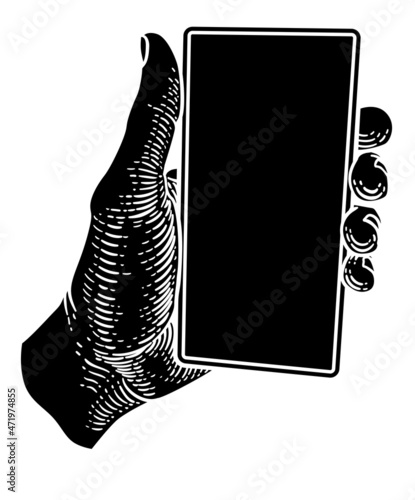 Hand Holding Mobile Phone V...