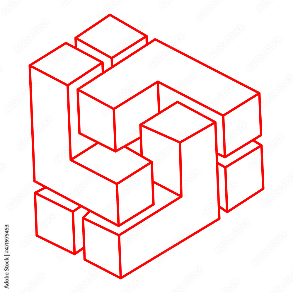 Optical illusion shapes, unreal geometric objects vector. Logo. Impossible figures. Sacred geometry. Optical art. Optical illusion shapes, unreal geometric objects vector. Logo. Impossible figures. Sacred geometry. Optical art.