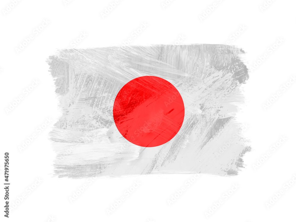 ドライブラシでペイントした日本国旗のシンボルアイコンイラスト Stock Illustration Adobe Stock