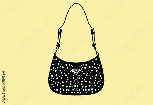Woman bag icon, black and white fashion bag from famous brands