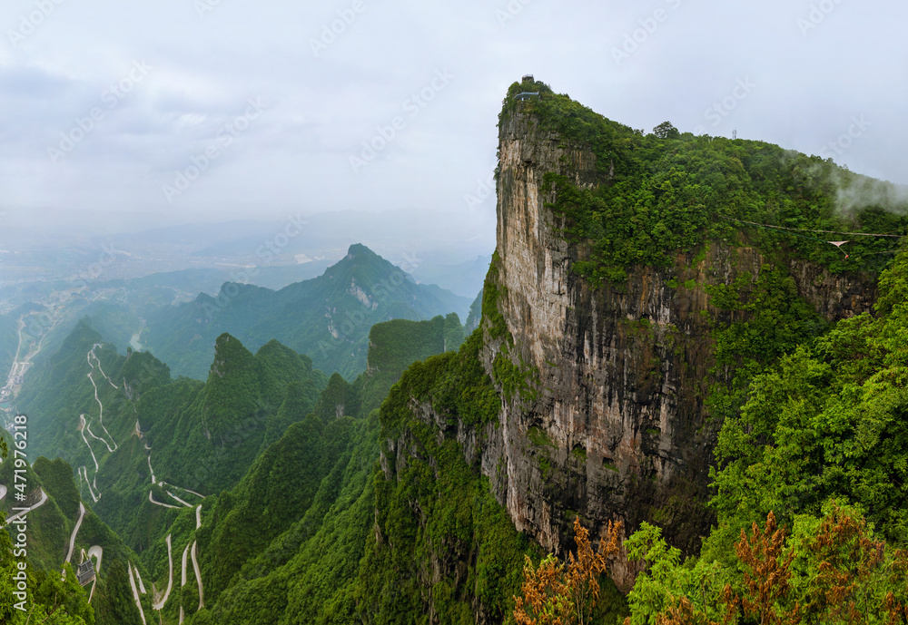 Panorama of Tianmenshan nature park - China