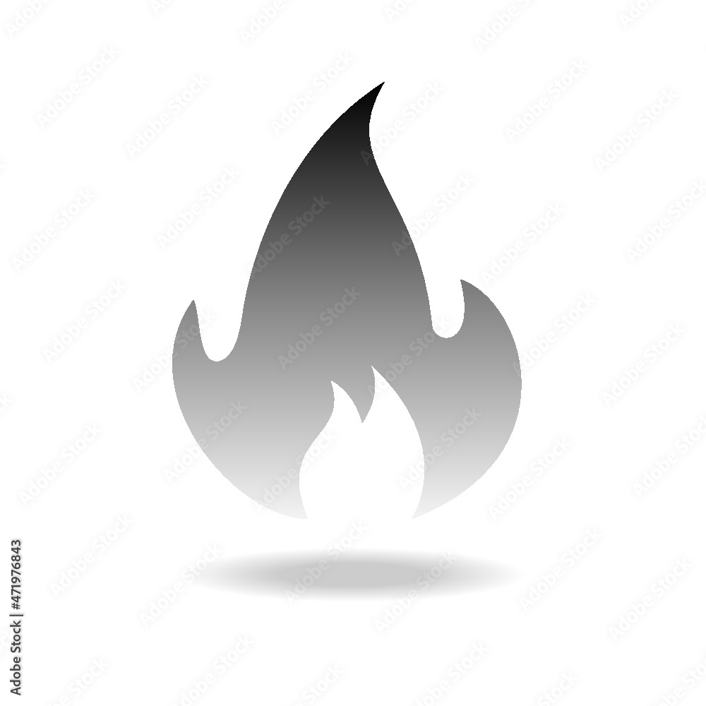 Black Fire Icon isolated on a white background Black Fire Icon isolated on a white background