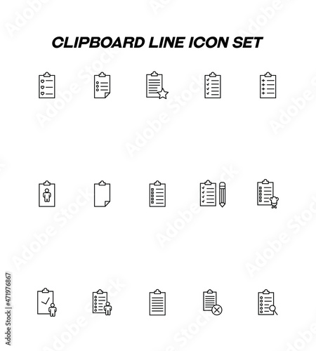 Writing board line icon set. Collection of editable strokes for web sites, applications, advertisements. Line icons of heart, star, chef, pencil as symbol of contract, cafe menu, 