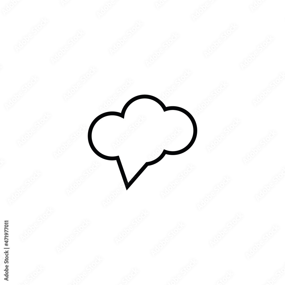 Sing and symbols concept. Single line icon for internet pages, apps, sites, banners, flyers. Line icon of speech bubble in form of cloud as symbol of conversation and talking Sing and symbols concept. Single line icon for internet pages, apps, sites, banners, flyers. Line icon of speech bubble in form of cloud as symbol of conversation and talking