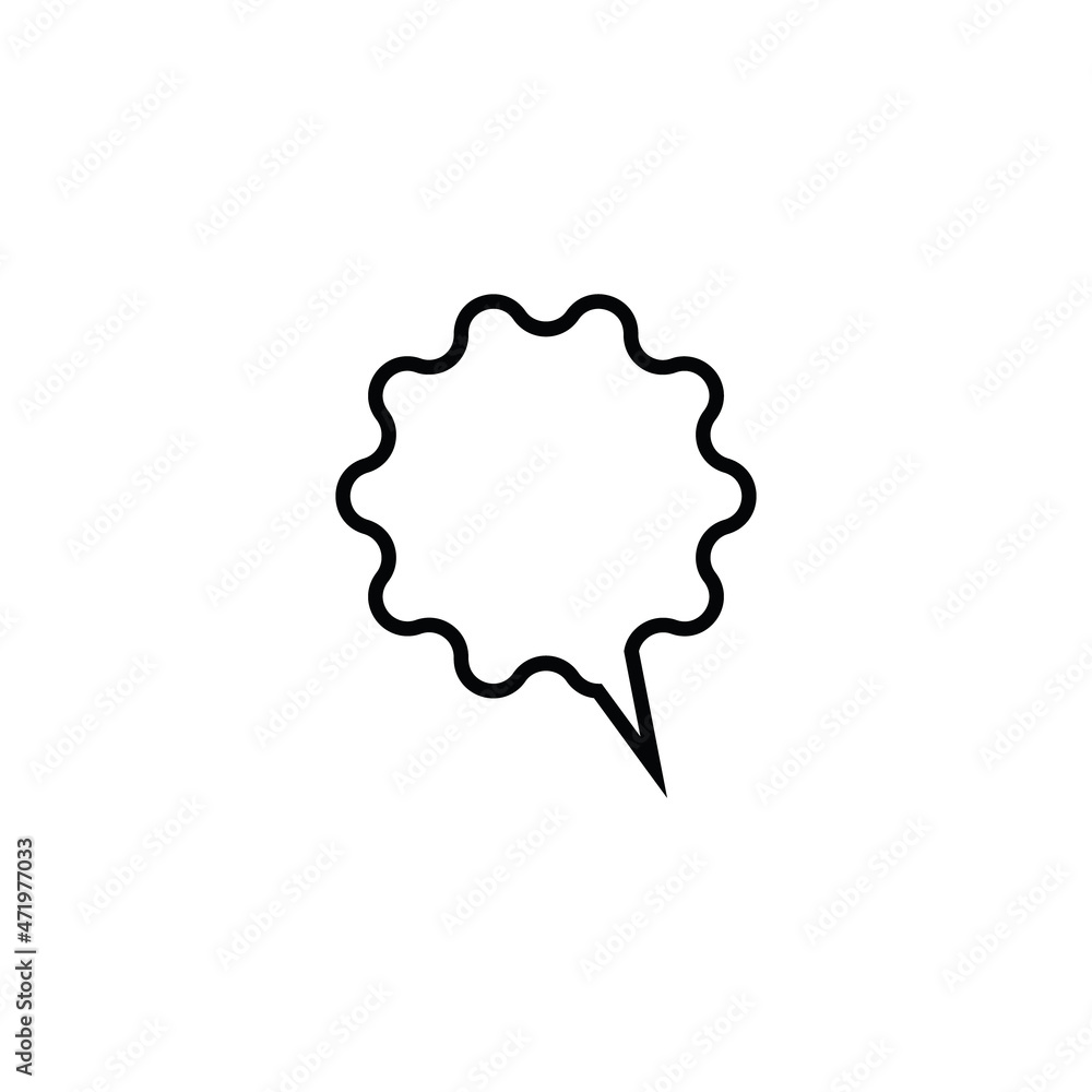 Sing and symbols concept. Single line icon for internet pages, apps, sites, banners, flyers. Line icon of speech bubble in form of star with rounded corners