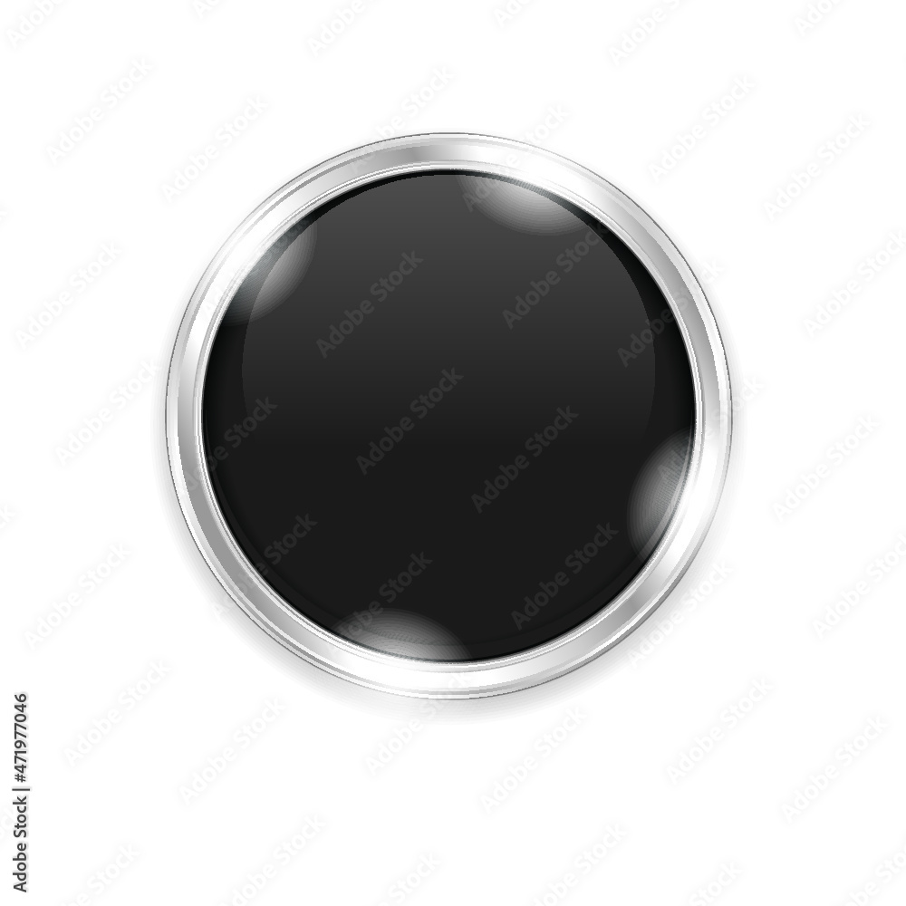 Black glass 3d button isolated on a white background Black glass 3d button isolated on a white background