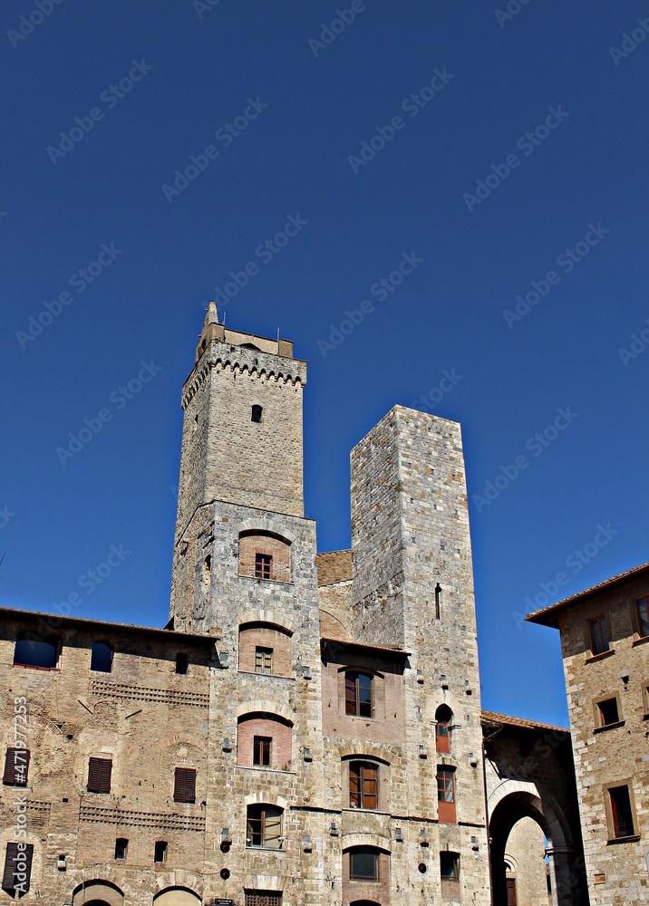 Italy, Tuscany: View of Saint Gimignano Tower.