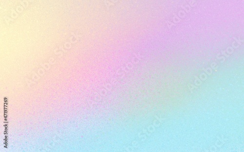 Holographic grainy gradient. Warm unicorn rainbow background for beauty banner or poster. Subtle light trendy texture with stipple effect.