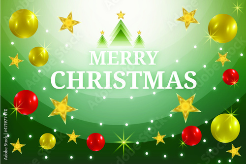 Merry Christmas ball and star Background