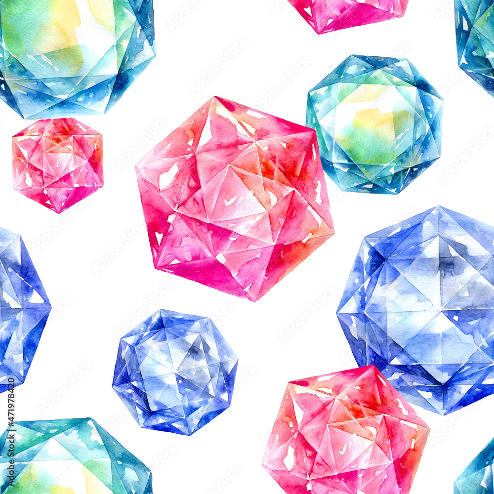 Watercolor gemstones pattern Watercolor gemstones pattern