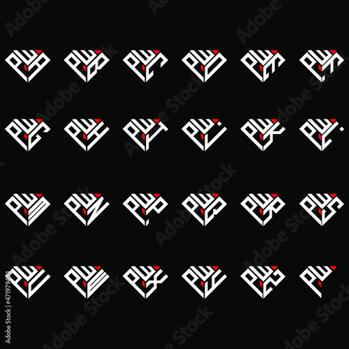 PWA to PWZ letter logo creative design, Multiple triple letter logo design