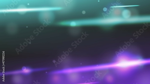 Neon light background in cyan and purple, with bokeh and ray lights