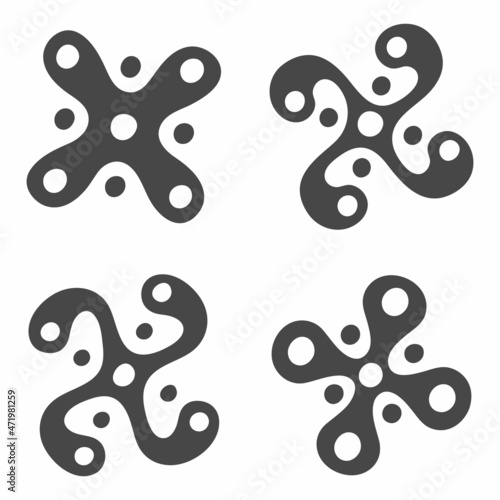 vector monochrome icon set with Ancient Italian sign Camunian rose for your project