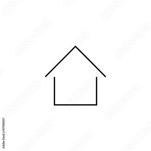 Property and mortgage concept. Vector outline sign, thin line. Perfect for advertising, web sites, online shops and stores. Line icon of private house with triangular roof isolated on white background