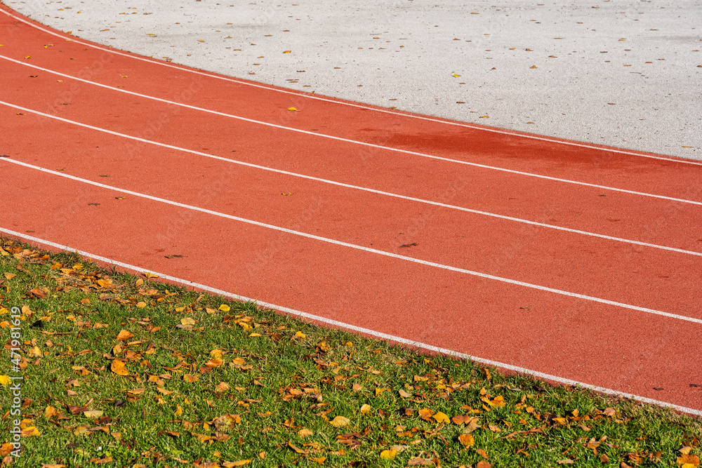 Running Track For Athletes In Autumn