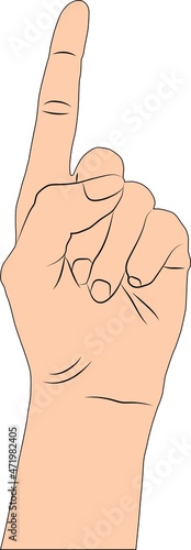 Vector illustration of forefinger up or one finger up hand gestures. Pointing hand gesture