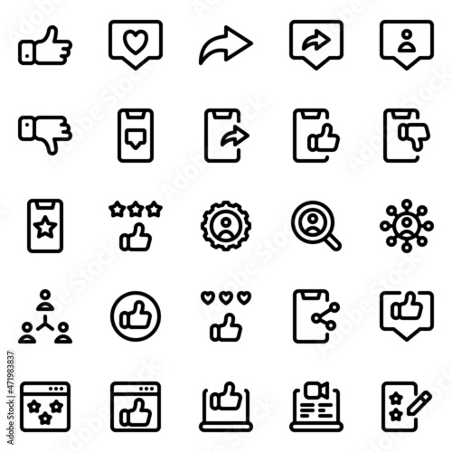 Social media icon set with line style