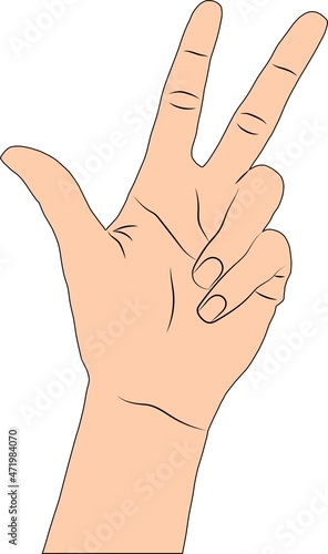 Vector illustration of German-style hand gestures number of three