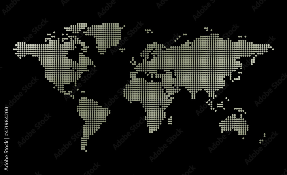 silhouette of dotted world map on black background - vector silhouette of dotted world map on black background - vector