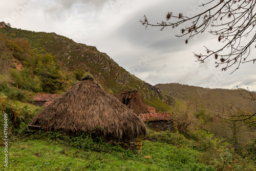 Shepherds huts in Tuiza, in the Picos de Europa, in Asturias. photo