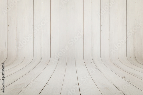 Fototapeta Naklejka Na Ścianę i Meble -  Old white wooden curved texture. Rustic background for product presentation
