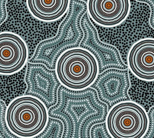 Connection concept dot aboriginal art vector painting