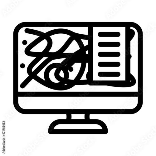 virtual planetarium line icon vector. virtual planetarium sign. isolated contour symbol black illustration