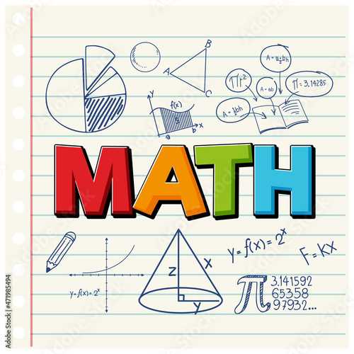 Doodle math formula on notebook page