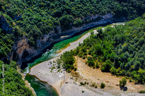 A Bend in the Ardeche River in Gorges de l'Ardeche, South-Central France photo