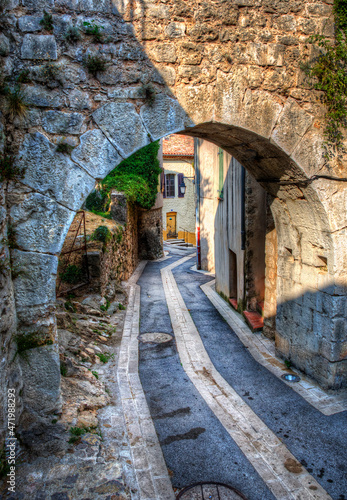 Narrow Street in the Village of Ampus, Provence, France photo