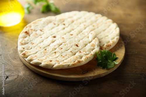 Freshly made Greek pita bread