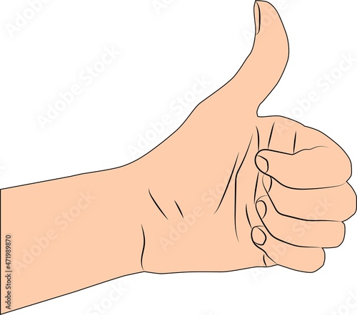 Vector illustration of thumb up hand or like finger gestures.