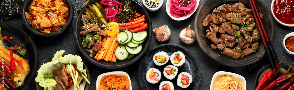 Assortment of Korean traditional dishes. . Assortment of Korean traditional dishes. .