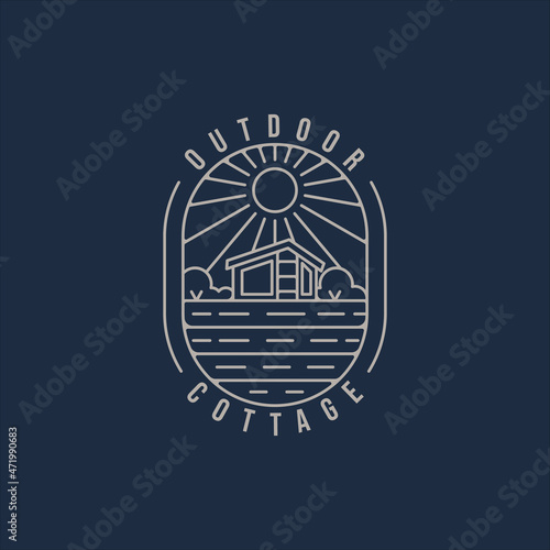 cottage or cabin line art minimalist simple vector logo illustration template icon graphic design. adventure outdoor concept minimalist simple badge typography style