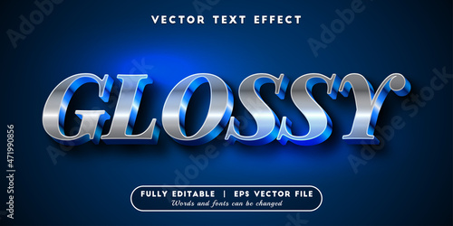 Text effects 3d glossy silver blue, editable text style
