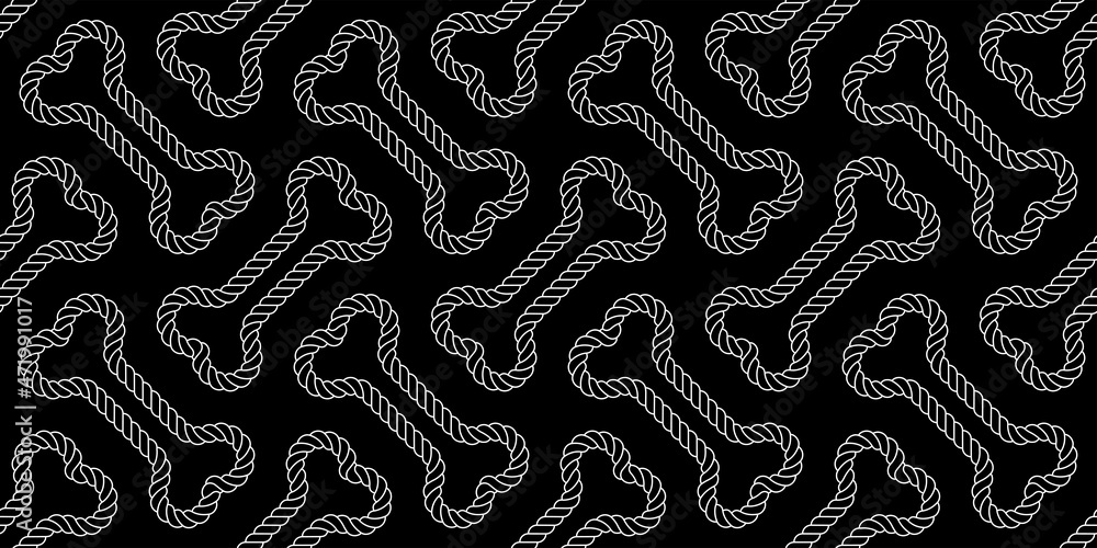 dog bone seamless pattern rope french bulldog paw footprint vector puppy pet cartoon scarf isolated repeat wallpaper tile background doodle illustration black design