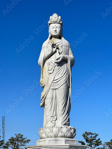                                  . Guan Yin statue at Naksansa Temple in Yangyang  Korea