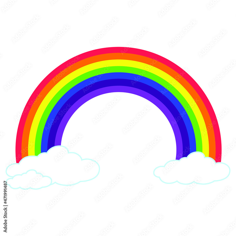 Rainbow with Clouds in White Background Isolated Vector Rainbow with Clouds in White Background Isolated Vector