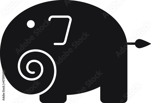 elephant black silhouette isolated on white background, abstract art illustration