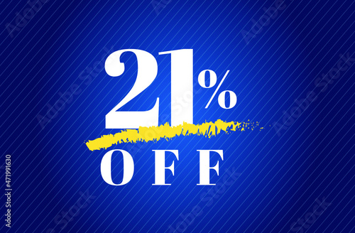 21% off tag twenty one percent discount black friday sale white letter blue gradient  background